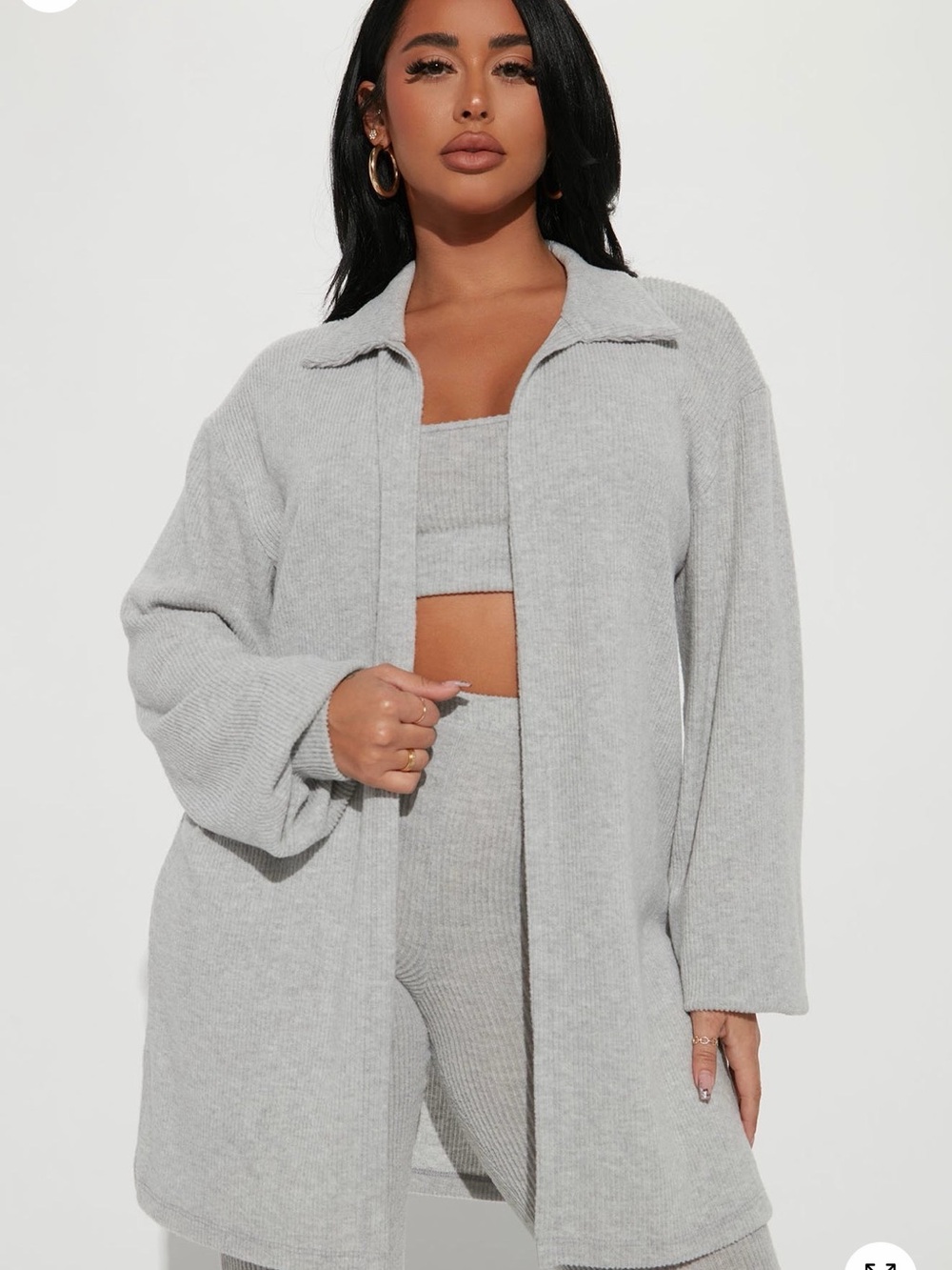 Soft Ribbed Grey Three Piece Set - Picture 2 of 3